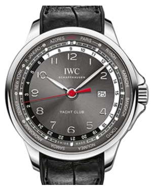 IWC Schaffhausen IW326602 Portugieser Yacht Club Worldtimer Slate Arabic Stainless Steel Black Leather Rubber 45.4mm Automatic