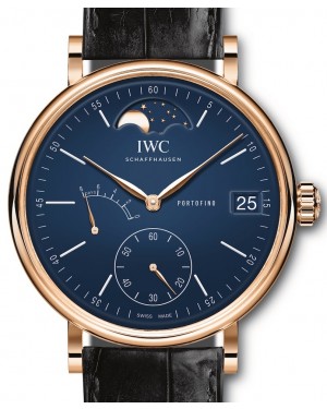 IWC Portofino Hand-Wound Moon Phase Edition “150 Years” IW516407 Blue Index Red Gold Leather 45mm - BRAND NEW