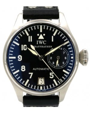 IWC Big Pilot IW5002-01 Black Arabic Stainless Steel Leather Men's 46mm - PRE-OWNED