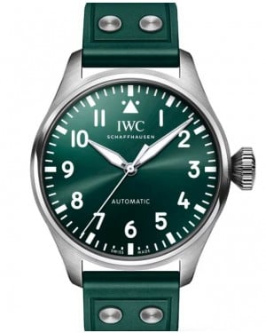 IWC Big Pilot's Watch43 Steel Green Dial Leather Strap IW329306