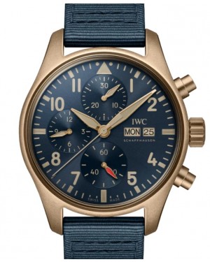 IWC Pilot's Watch Chronograph 41 Bronze Blue Arabic Dial Fabric Textile Strap IW388109 - BRAND NEW