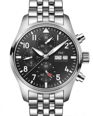 IWC Pilot's Watch Chronograph 41 Steel Black Dial Bracelet IW388113