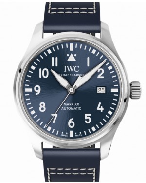 IWC Pilot's Watch Mark XX Steel 40mm Blue Dial Leather Strap IW328203