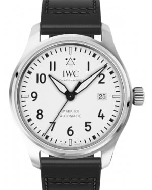 IWC Pilot's Watch Mark XX Steel 40mm Silver Dial Leather Strap IW328207