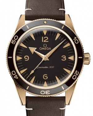 Omega Seamaster 300 Master Co-Axial Chronometer 41mm Bronze Gold Brown Dial Leather Strap 234.92.41.21.10.001 - BRAND NEW