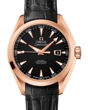 Omega Seamaster Aqua Terra 150M Co-Axial Chronometer 34mm Red Gold Black Dial Alligator Leather Strap 231.53.34.20.01.002 - BRAND NEW