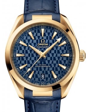 Omega Seamaster Aqua Terra 150M Co-Axial Master Chronometer Yellow Gold 41mm Blue Dial Alligator Leather Strap 522.53.41.21.03.001 - BRAND NEW