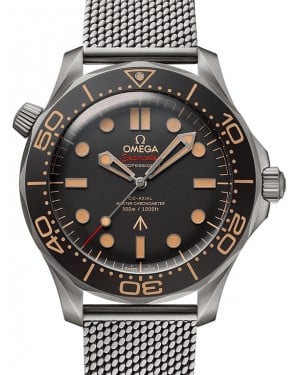 Omega Seamaster Diver 300M "No Time To Die" James Bond 007 Titanium Brown Dial Mesh Bracelet 210.90.42.20.01.001 - BRAND NEW