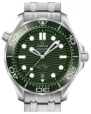 Omega Seamaster Diver 300M Co‑Axial Master Chronometer 42mm Stainless Steel Green Dial Bracelet 210.30.42.20.10.001 - BRAND NEW