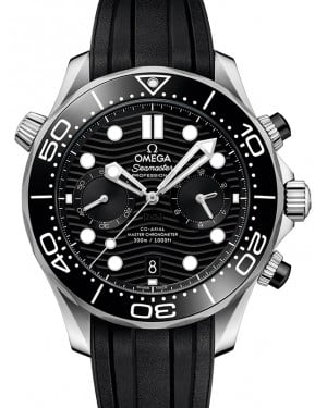 Omega Seamaster Diver 300M Co‑Axial Master Chronometer Chronograph 44mm Stainless Steel Black Dial Rubber Strap 210.32.44.51.01.001 - BRAND NEW