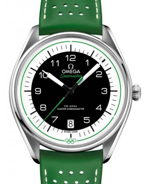 Omega Seamaster Olympic Official Timekeeper Co-Axial Master Chronometer 39.5mm Stainless Steel Black Dial Green Leather Strap 522.32.40.20.01.005 - BRAND NEW