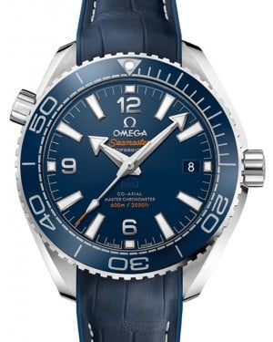 Omega Seamaster Planet Ocean 600M Co-Axial Master Chronometer 39.5mm Stainless Steel Ceramic Bezel Blue Dial Alligator Leather with Rubber Lining Strap 215.33.40.20.03.001 - BRAND NEW