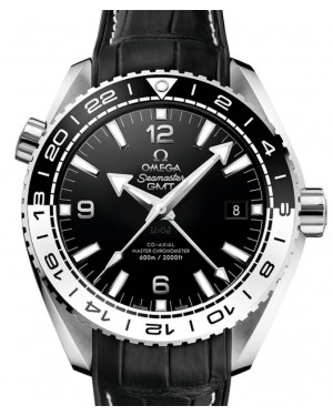 Omega Seamaster Planet Ocean 600M Co-Axial Master Chronometer GMT 43.5mm Stainless Steel Black Dial Rubber/Leather Strap 215.33.44.22.01.001 - BRAND NEW
