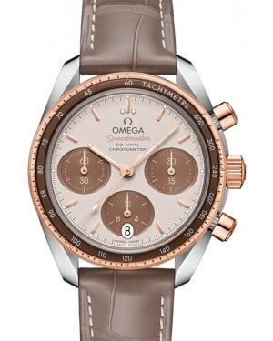 Omega Speedmaster 38 Co‑Axial Chronograph Stainless Steel Brown Dial & Gold Bezel Leather Strap 38mm 324.23.38.50.02.002 - BRAND NEW
