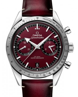 Omega Speedmaster '57 Co-Axial Master Chronometer Chronograph 40.5mm Burgundy Dial Stainless Steel Leather Strap 332.12.41.51.11.001 - BRAND NEW