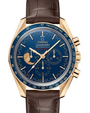 Omega Speedmaster Anniversary Series Chronograph 42mm Yellow Gold Blue Dial Alligator Leather Strap 311.63.42.30.03.001 - BRAND NEW