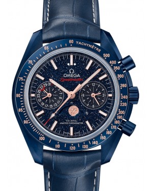 Omega Speedmaster Two Counters Moonphase Co‑Axial Master Chronometer Moonphase Chronograph "Blue Side Of The Moon" 44.25mm Ceramic Blue Dial Leather Strap 304.93.44.52.03.002 - BRAND NEW