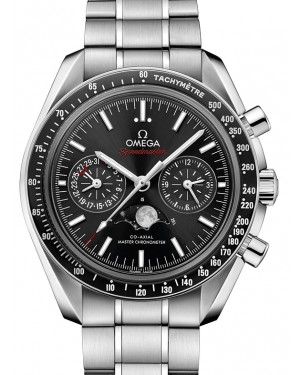 Omega Speedmaster Two Counters Moonphase Co‑Axial Master Chronometer Chronograph 44.25mm Stainless Steel Ceramic Bezel Black Dial Bracelet 304.30.44.52.01.001 - BRAND NEW
