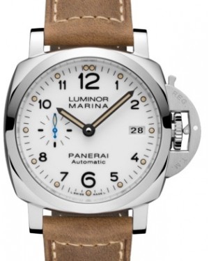 Panerai PAM 1523 Luminor Marina Stainless Steel White Arabic Dial & Smooth Leather Bracelet 42mm - BRAND NEW