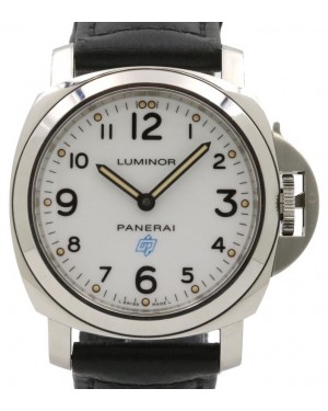 Panerai PAM 630 Luminor Base Logo Stainless Steel White Arabic Dial & Smooth Domed Bezel Leather Strap - PRE-OWNED
