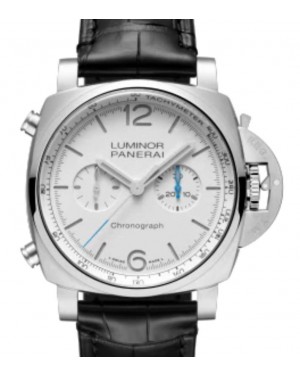 Panerai Luminor Chrono Stainless Steel 44mm White Dial Leather Strap PAM01218 - BRAND NEW
