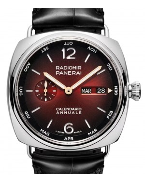 Panerai Radiomir Annual Calendar Platinumtech Experience 45mm Red Dial Leather Strap PAM01432 - BRAND NEW