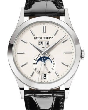 Patek Philippe Complications Annual Calendar Moon Phase White Gold Silver Opaline Dial 38.5mm 5396G-011 - BRAND NEW