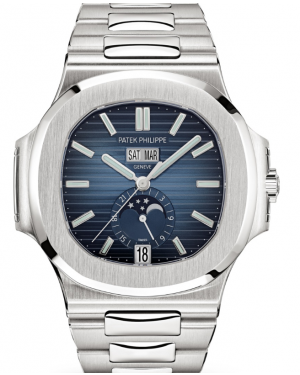 Patek Philippe Nautilus Annual Calendar Moon Phase Automatic Stainless Steel 40.5 mm Blue Dial Steel Bracelet 5726/1A-014 - BRAND NEW