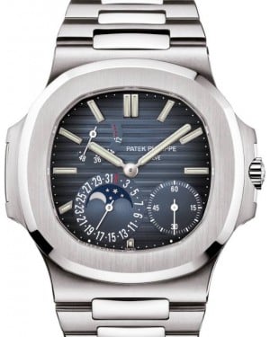 Patek Philippe Nautilus Date Moon Phase Automatic Stainless Steel 40mm Black Blue Dial Steel Bracelet 5712/1A-001 - BRAND NEW