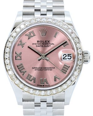 Rolex Datejust 31 Lady Midsize Stainless Steel Pink Roman Dial & Diamond Bezel Jubilee Bracelet 278240 - BRAND NEW