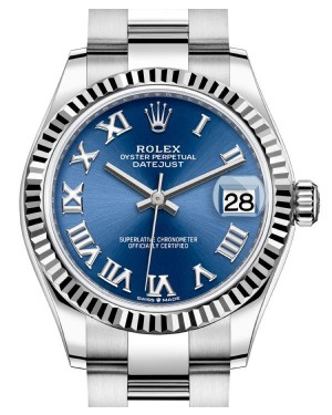 Rolex Datejust 31 White Gold/Steel Blue Roman Dial & Fluted Bezel Oyster Bracelet 278274 - BRAND NEW