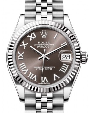 Rolex Datejust 31 White Gold/Steel Dark Grey Roman Dial & Fluted Bezel Jubilee Bracelet 278274 - BRAND NEW