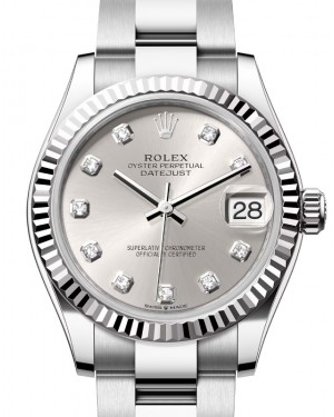 Rolex Datejust 31 White Gold/Steel Silver Diamond Dial & Fluted Bezel Oyster Bracelet 278274 - BRAND NEW