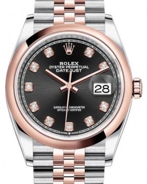 Rolex Datejust 36 Rose Gold/Steel Black Diamond Dial & Domed Bezel Jubilee Bracelet 126201 - BRAND NEW