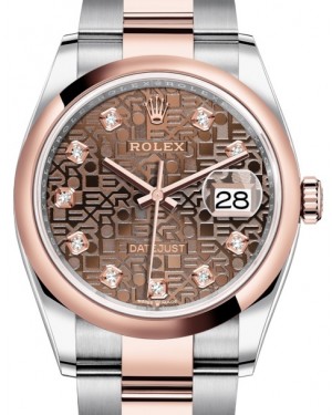 Rolex Datejust 36 Rose Gold/Steel Chocolate Jubilee Diamond Dial & Domed Bezel Oyster Bracelet 126201 - BRAND NEW
