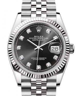 Rolex Datejust 36 White Gold/Steel Black Diamond Dial & Fluted Bezel Jubilee Bracelet 126234 - BRAND NEW
