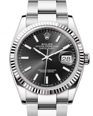 Rolex Datejust 36 White Gold/Steel Black Index Dial & Fluted Bezel Oyster Bracelet 126234 - BRAND NEW