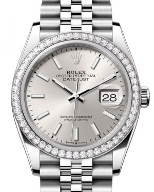 Rolex Datejust 36 White Gold/Steel Silver Index Dial & Diamond Bezel Jubilee Bracelet 126284RBR - BRAND NEW