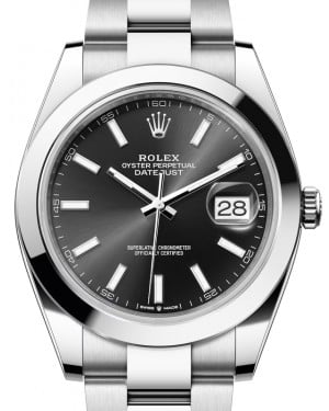 Rolex Datejust 41 Stainless Steel Black Index Dial Smooth Bezel Oyster Bracelet 126300 - BRAND NEW