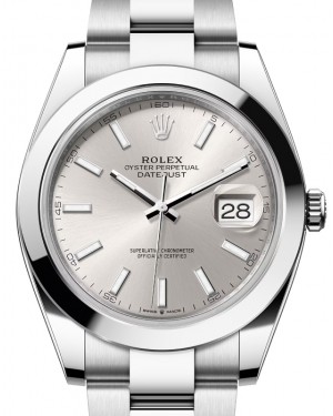 Rolex Datejust 41 Stainless Steel Silver Index Dial Smooth Bezel Oyster Bracelet 126300 - BRAND NEW