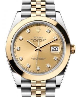 Rolex Datejust 41 Yellow Gold/Steel Champagne Diamond Dial Smooth Bezel Jubilee Bracelet 126303 - BRAND NEW
