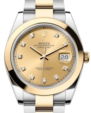 Rolex Datejust 41 Yellow Gold/Steel Champagne Diamond Dial Smooth Bezel Oyster Bracelet 126303 - BRAND NEW
