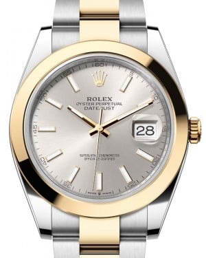 Rolex Datejust 41 Yellow Gold/Steel Silver Index Dial Smooth Bezel Oyster Bracelet 126303 - BRAND NEW