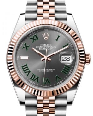Rolex Datejust 41 Rose Gold/Steel "Wimbledon" Slate Roman Dial Fluted Bezel Jubilee Bracelet 126331 - PRE-OWNED 