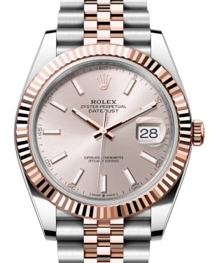 Rolex Datejust 41 Rose Gold/Steel Sundust Index Dial Fluted Bezel Jubilee Bracelet 126331 - BRAND NEW