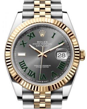 Rolex Datejust 41 Yellow Gold/Steel "Wimbledon" Slate Roman Dial Fluted Bezel Jubilee Bracelet 126333 - BRAND NEW
