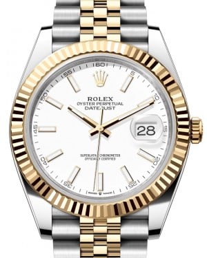 Rolex Datejust 41 Yellow Gold/Steel White Index Dial Fluted Bezel Jubilee Bracelet 126333 - BRAND NEW