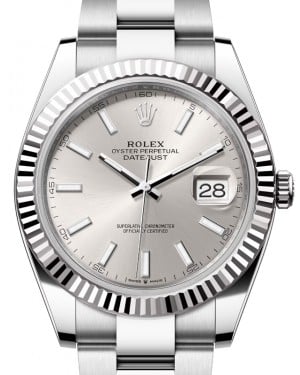 Rolex Datejust 41 White Gold/Steel Silver Index Dial Fluted Bezel Oyster Bracelet 126334 - BRAND NEW
