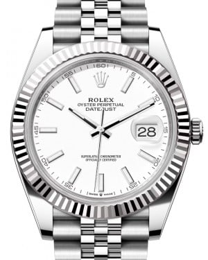 Rolex Datejust 41 White Gold/Steel White Index Dial Fluted Bezel Jubilee Bracelet 126334 - BRAND NEW