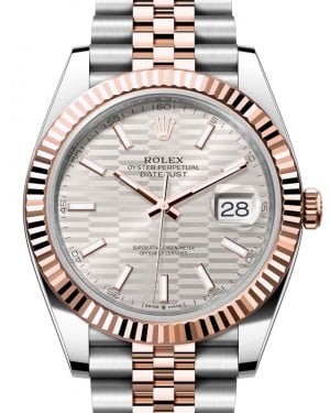Rolex Datejust 41 Rose Gold/Steel Silver Fluted Motif Index Dial Fluted Bezel Jubilee Bracelet 126331 - BRAND NEW